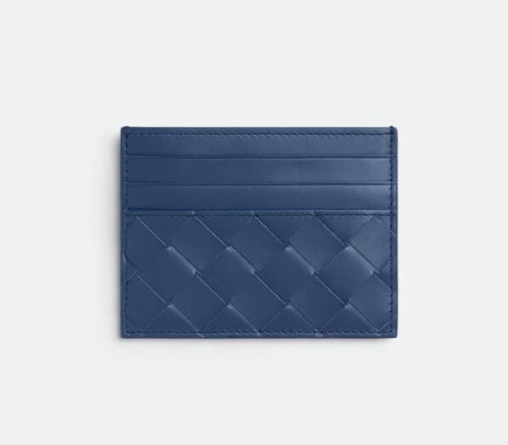 Bottega Veneta Men's Intrecciato Leather Card Case Blue 581060 Italy NWT $390